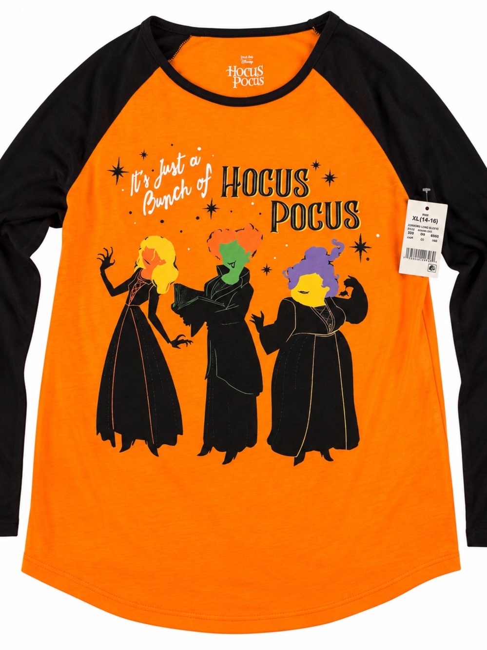 NWT Disney Hocus Pocus Halloween Shirt Youth XL 14/16 Orange Black